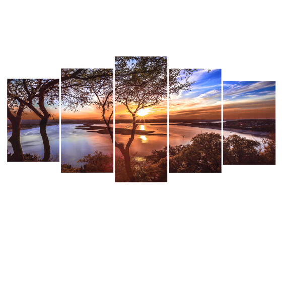 Shop Hd Printed 5 Panel Unframed Sunset Landscape Pattern