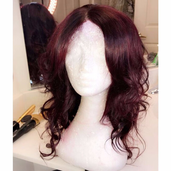 short dark red wig