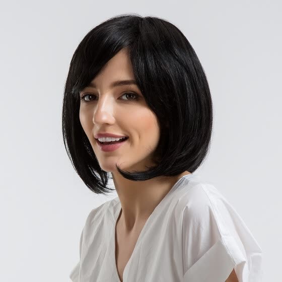 Shop Blonde Unicorn 12 Inch Black Color Bob Wigs With Side Bang