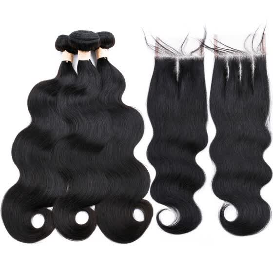 Shop Allrun Body Wave 3 Bundles With 4 4 Closure Brazilian Hair