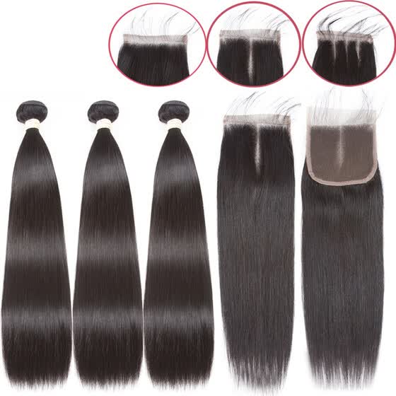 Shop Beaudiva Straight 3 Bundles With 4 4 Closure Brazilian Hair