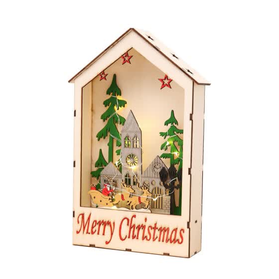 Shop Hanging Wood Chalet With Led Light Christmas Decorative