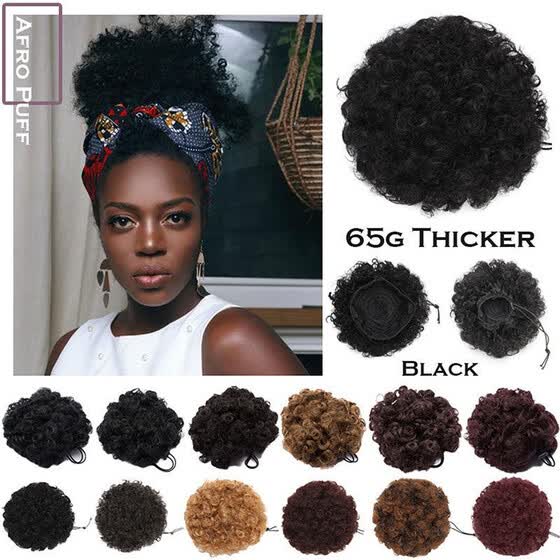 Shop Afro Bun Extension Puff Ponytail Chignon Hairpiece With
