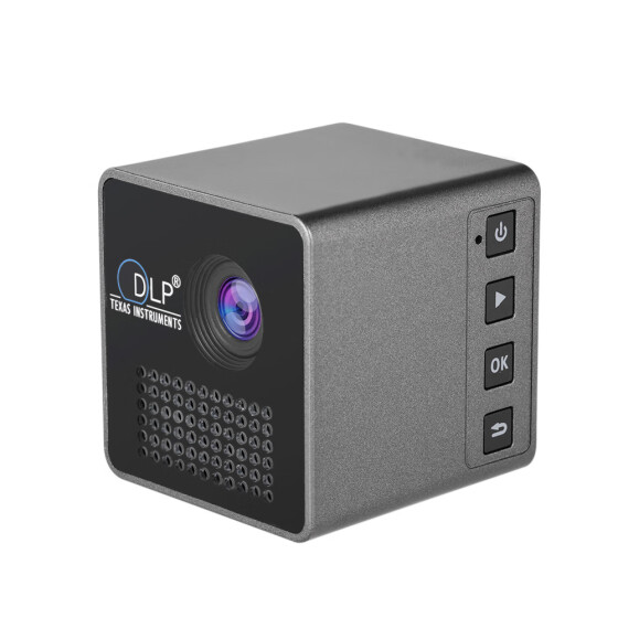 Ultramini DLP Projector Portable 1080P HD Beamer Throw 70-inch Screen 64G TF Card Support 1000mAh Rechargeable 3.5mm Audio port