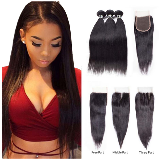 Shop Amazing Star Three Part Lace Closure With Bundles Brazilian