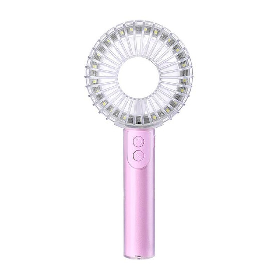 Air Cooling Fan Multi-Functional LED Fan USB Rechargeable with Phone Stand Mini Makeup Mirror Portable Handheld Cooling Fan Color : Sky Blue