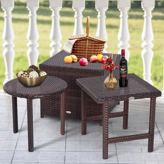 Shop 3 Piece Rattan Wicker Outdoor Compact Stackable Patio