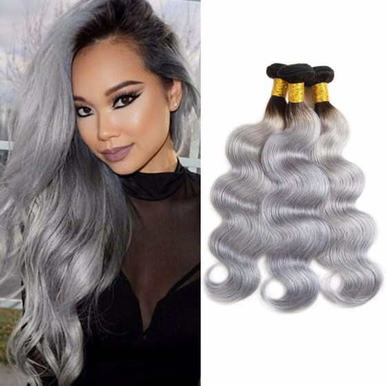 Shop Nami Hair Ombre Color T1b Grey Brazilian Hair Body Wave 3