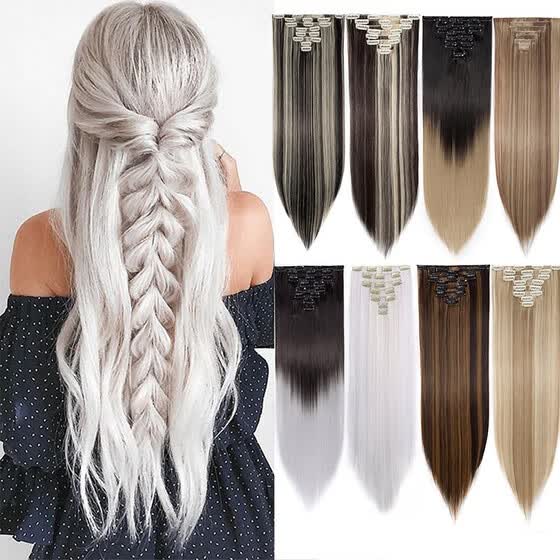 Shop 17 Straight 8 Pcs Full Head Clip In Hair Extensions