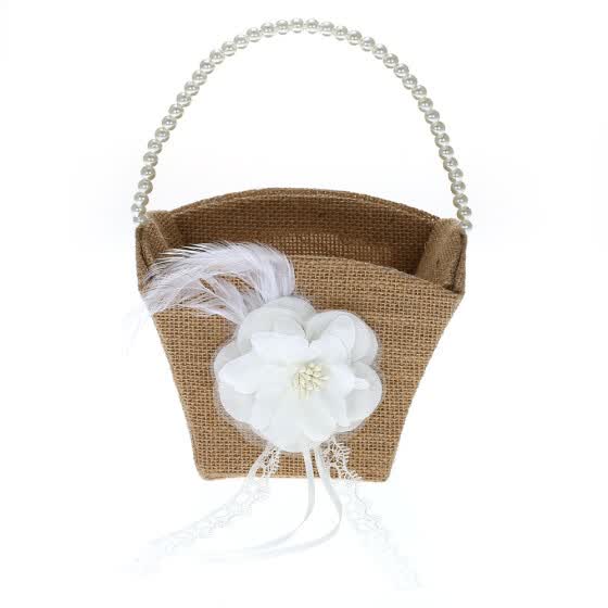 Shop Vintage Rustic Wedding Burlap Flower Girl Basket With