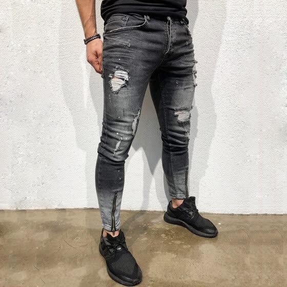 skinny jeans with zippers at ankle mens