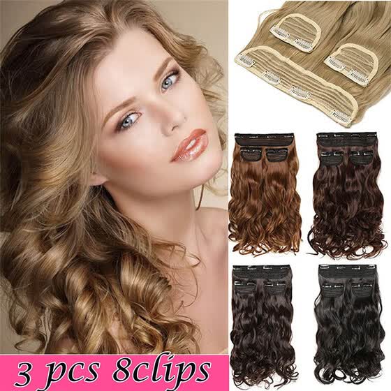 Shop 20 Clip In Hair Extension 3 Pcs 8 Clips 3 4 Full Head Real