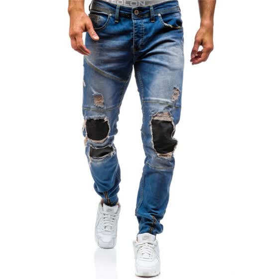 Pantalon Aowofs Para Hombres Vaqueros Lavados De Algodon Jeans