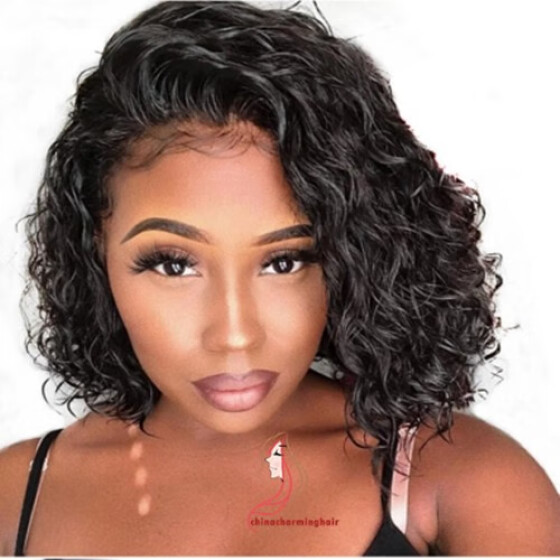 Shop Brazilian Virgin Short Curly Lace Front Human Hair Wig With
