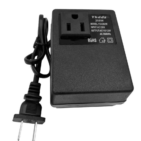 200 Watt Compact Voltage Converter Transformer 220v to 110v Step Down 200W