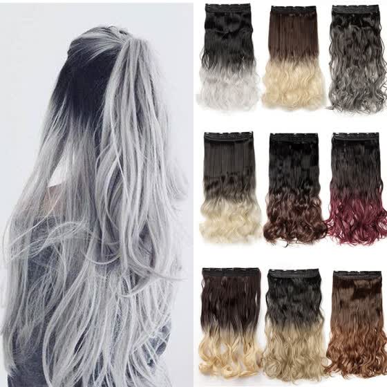 Shop Ombre Synthetic Fiber Clips In On Hair Extension 3 4 Full