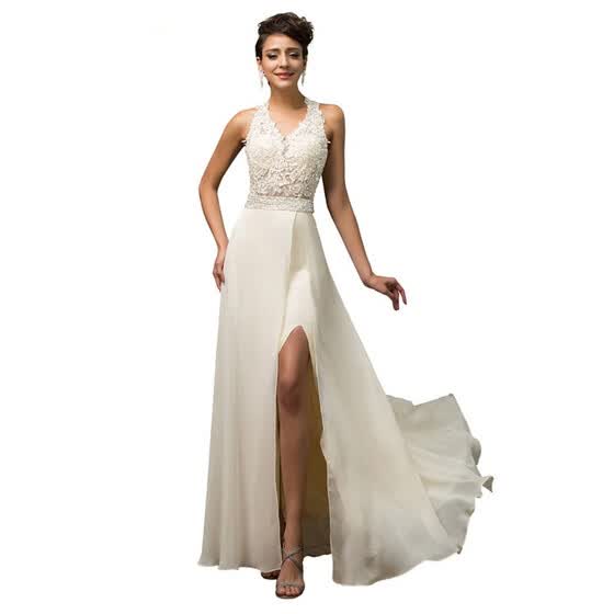 Shop Princess Style Halter Backless Imported Fishtail High Split