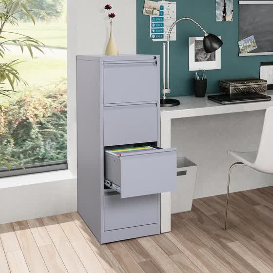 Shop Metal 4 Drawer Vertical Locking Filing Cabinet Grey Online