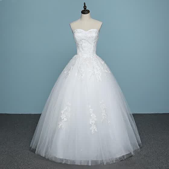 Shop Vestido De Noiva 2018 Strapless Hot Sales Lace Cheap Wedding