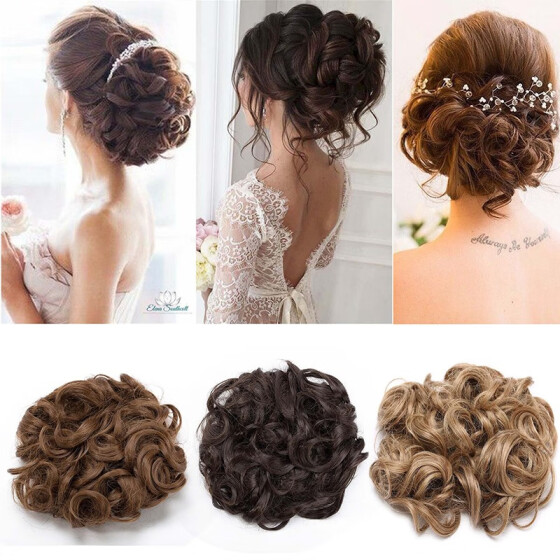 Women Curly Hair Bun Clip Comb In Hair Extension Chignon Hairpiece Wig New