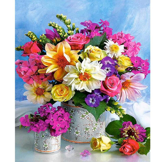 DIY Cross Stitch Diamond Painting Flowers Pattern For Bedroom Decoration Acce F