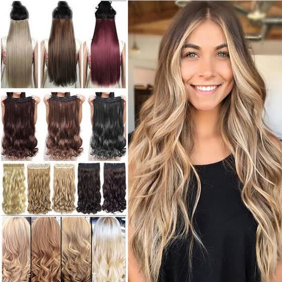 Shop Synthetic Fiber Clips In On Hair Extension 3 4 Full Head One