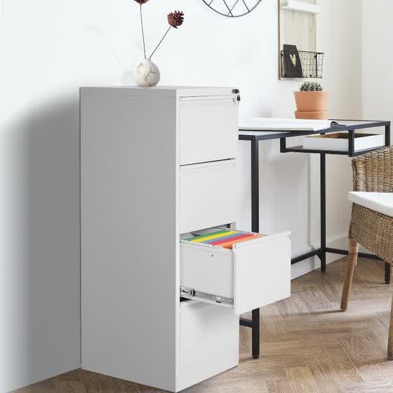 Shop Metal 4 Drawer Vertical Locking Filing Cabinet White Online