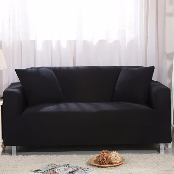 Black Elastic Sofa Slipcovers, Living Room Sofa Covers