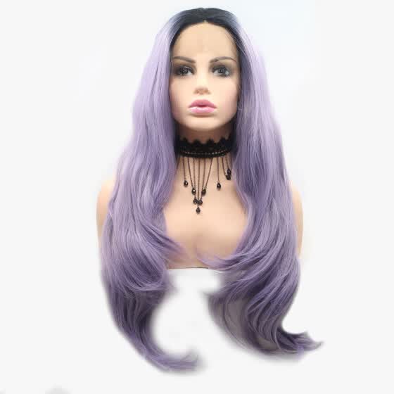 Shop Amazing Star Lace Frontal Wigs Wavy Hair Ombre Purple Color