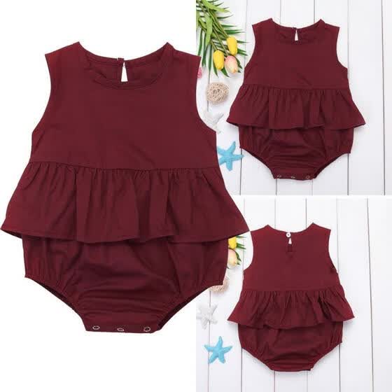 red ruffle romper baby