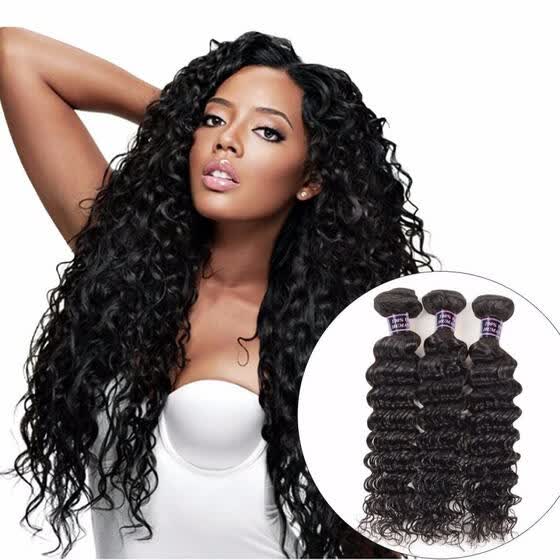 Shop Peruvian Deep Wave Human Hair Weave Bundles Non Remy Hair