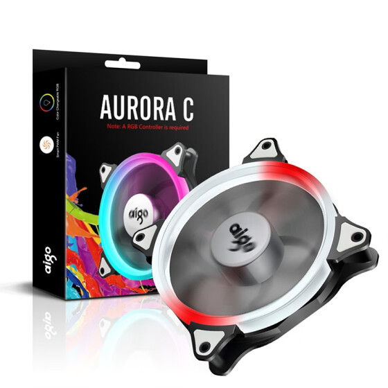 Aigo Aurora RGB LED 120mm Case Fan High Performance High Airflow Adjustable Colorful PC CPU Computer Case Cooling Cooler( Single Fan)
