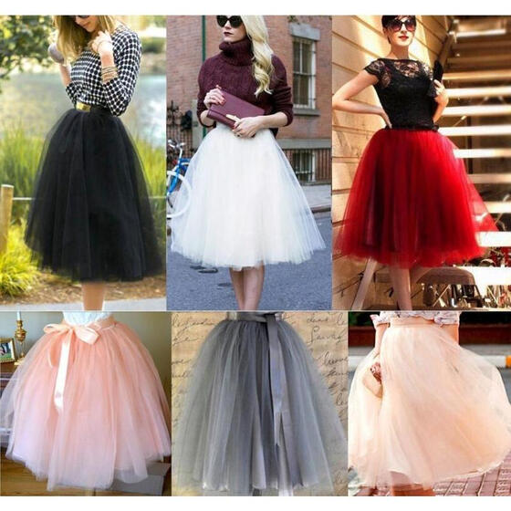 UK NEW Tulle Skirt Women Vintage Dress 50s Rockabilly Tutu Petticoat Ball Gown