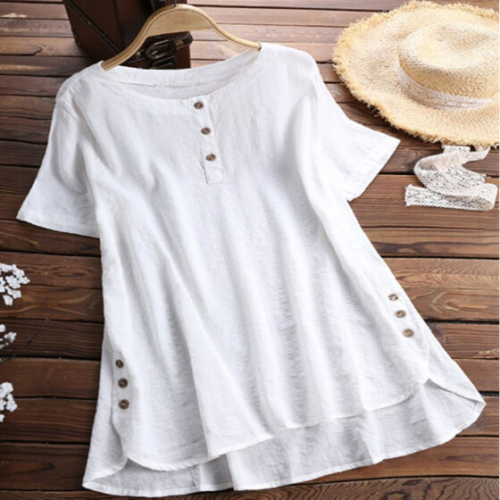 Plus Size Lady Summer Casual Tee Shirts Holiday Tunic Baggy Blouse Top T-Shirt