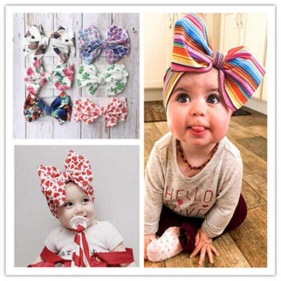 Baby Girl Headband Newborn Kids Knotted Bow Turban Hair Band Headwrap Accessory