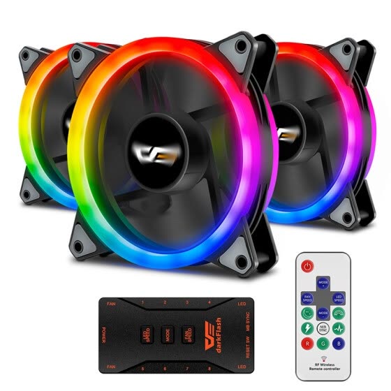 darkFlash Aurora DR12 Pro 3-Pack Addressable 120mm RGB LED Case Fan Kit Compatible with ASUS Aura Sync High Performance Speed Controllable Colorful Fans with Controller and Remote