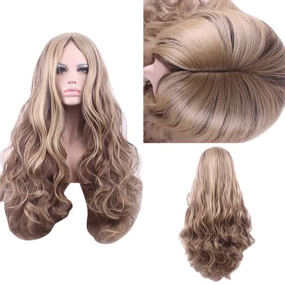 Shop Follure Women Blonde Gradient Long Curly Wig Synthetic
