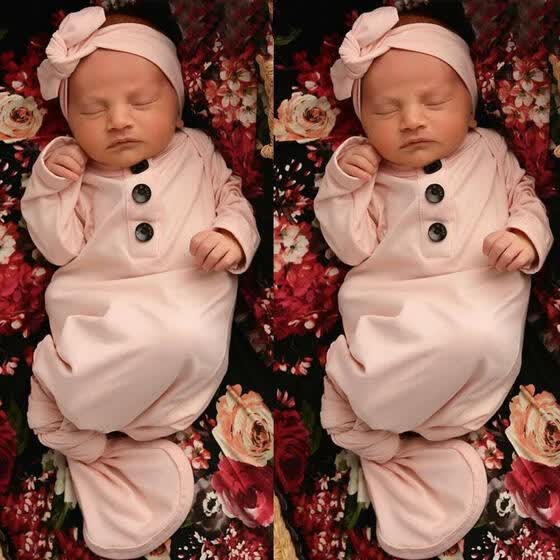 pink swaddle and headband set