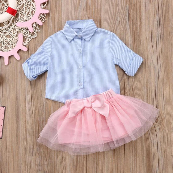 2pcs Toddler Kids Baby Girls T-shirt Tops+Tulle Tutu Skirt Dress Clothes Set