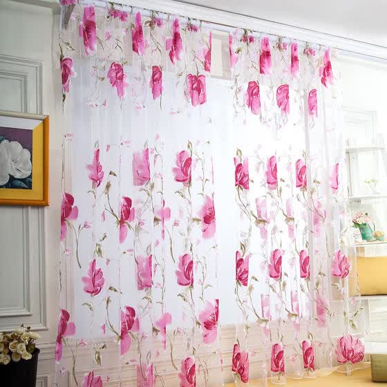 Shop Big Flower Tulle Blackout Curtains Window Screening Drape For