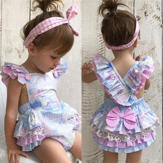 Newborn Toddler Baby Girl Clothes Floral Romper Bodysuit Jumpsuit Sunsuit Outfit
