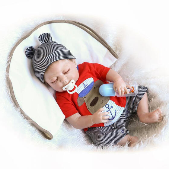 22 Inch Soft Silicone Vinyl Reborn Baby Dolls Boy Lifelike Newborn Partner Toy
