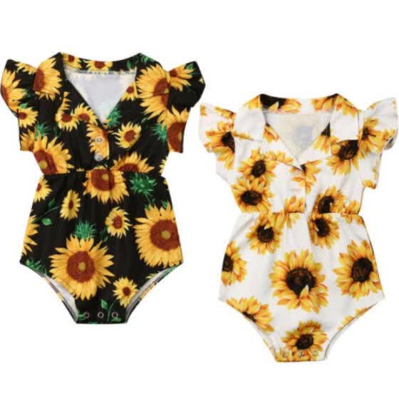 sunflower onesie baby outfit