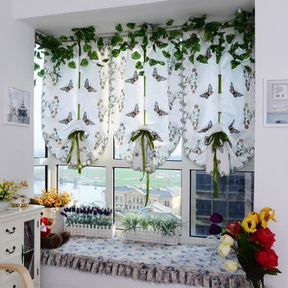 Shop Butterfly Pastoral Tulle Window Screen Roman Curtain