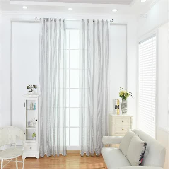 Shop Modern Stripes Sheer Tulle Curtains For Living Room Bedroom