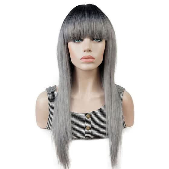 Shop Strongbeauty Long Straight Ombre Blonde Color Swept Bangs
