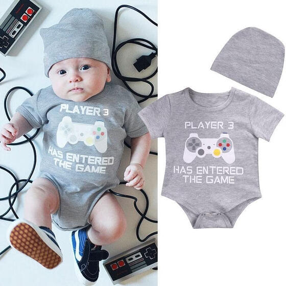 Newborn Infant Baby Boy Girl Cotton Romper Jumpsuit Bodysuit Hat Clothes Outfits