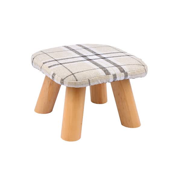 Ottoman Pouf Cube Fabric Creative Cute Solid Wood