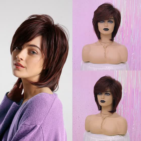 Shop Follure Heat Resistant Short Brown Curly Hair Synthetic