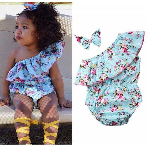 Newborn Toddler Baby Kids Girls Floral Bodysuit Romper Jumpsuit Summer Sunsuit